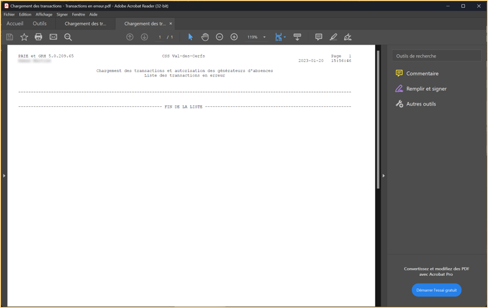 Chargement des transactions en attente