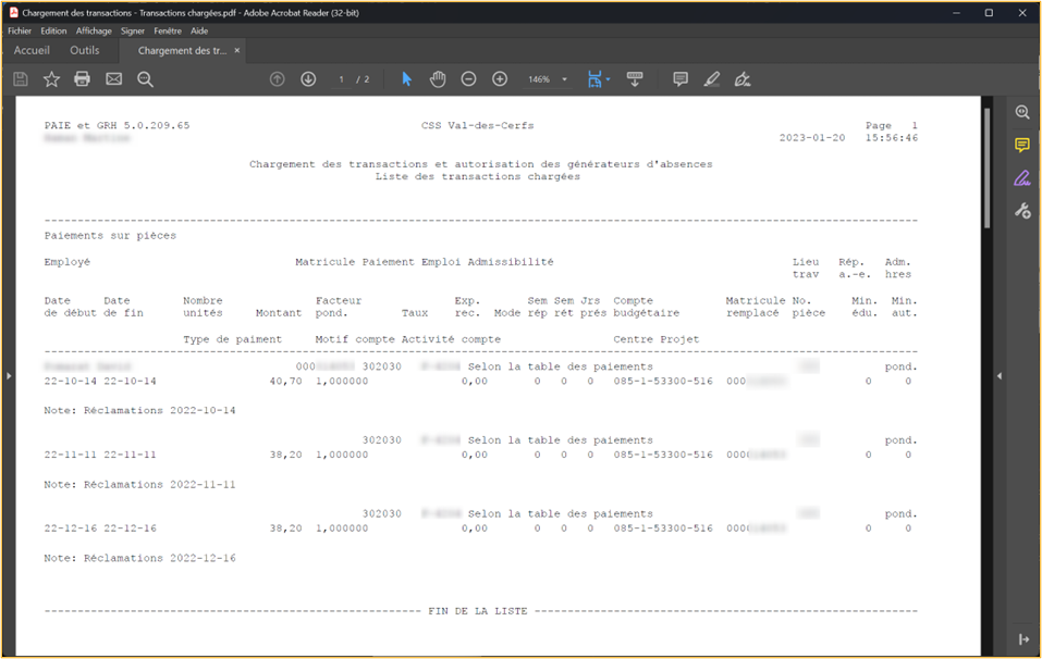 Chargement des transactions en attente