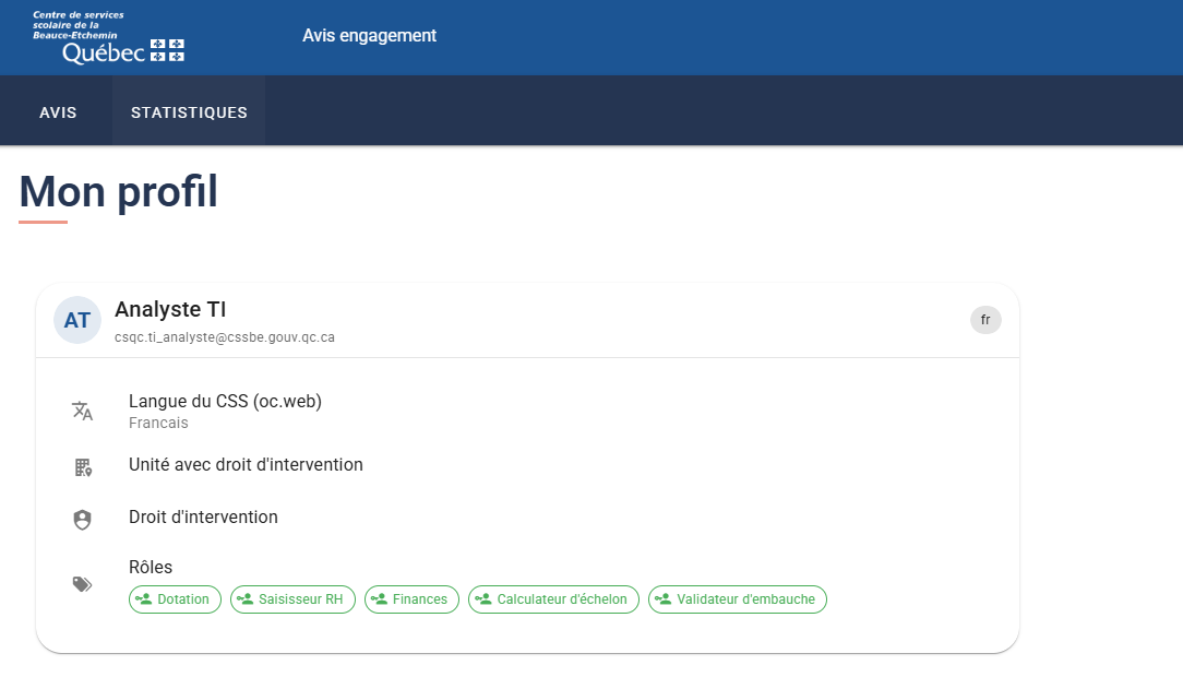 Profil utilisateur