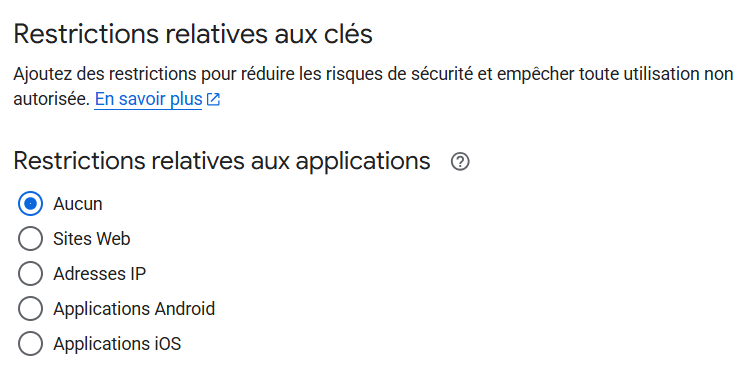 Restrictions liées aux sites web